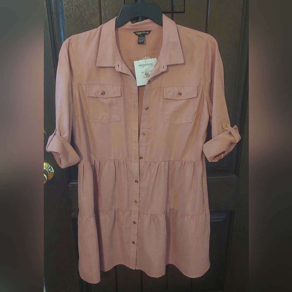 NWT DUSTY PINK DRESS P2P 22.5 inches wide and S2H 36 inches long